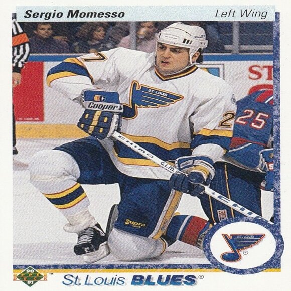 Sergio Momesso (St. Louis Blues) Vintage 1990 Upper Deck Hockey Card - Number 19 - Picture 1 of 2